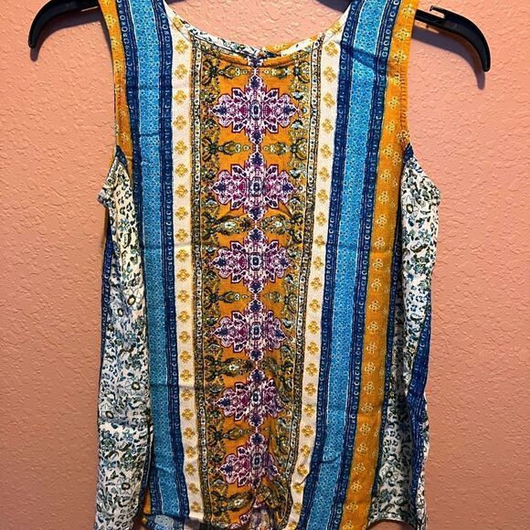 Pink Rose Multi Color Sleeveless Tank
with Keyhole Back Closure - Picture 1 of 7